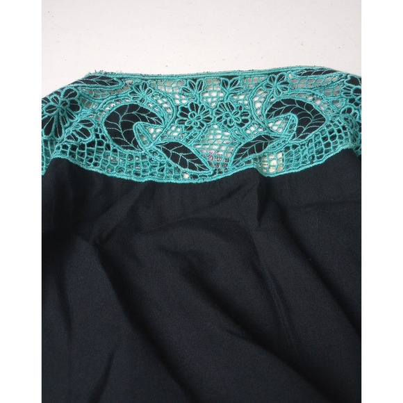 Vintage Gypsy Pier 1 Women Dress Small Black Teal Lace Muumuu Shift 90s - Picture 6 of 6